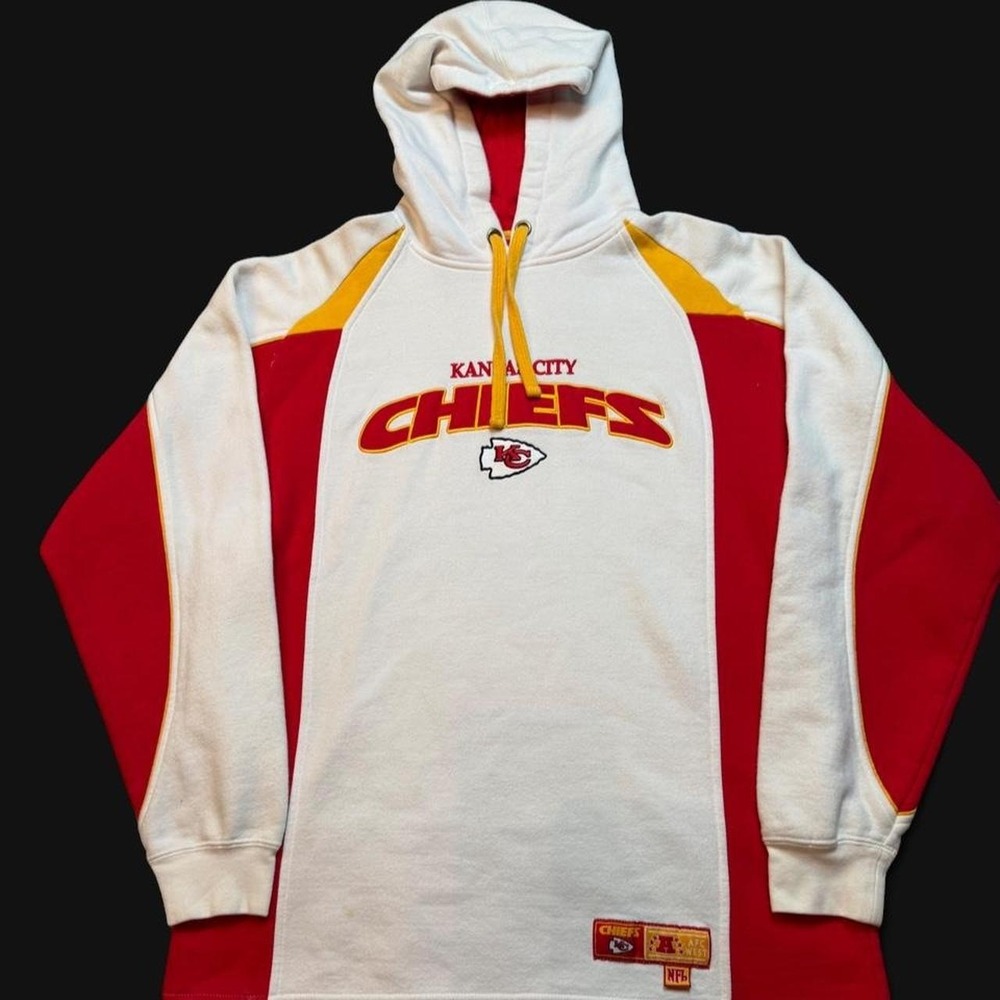 Vintage Y2K Kansas City Chiefs colorblock hoodie sweatshirt NFL size large